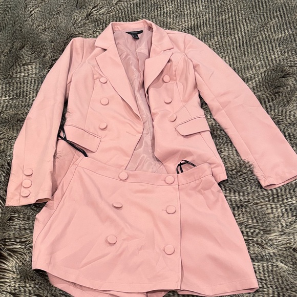 Forever 21 Pink Double-Breasted Blazer and Skirt Set - Picture 1 of 1